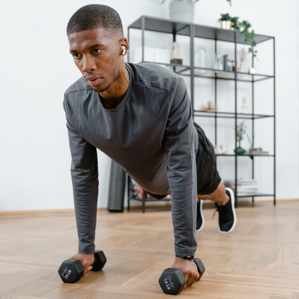 Man working out with dumbbells