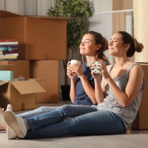 female roommates in apartment