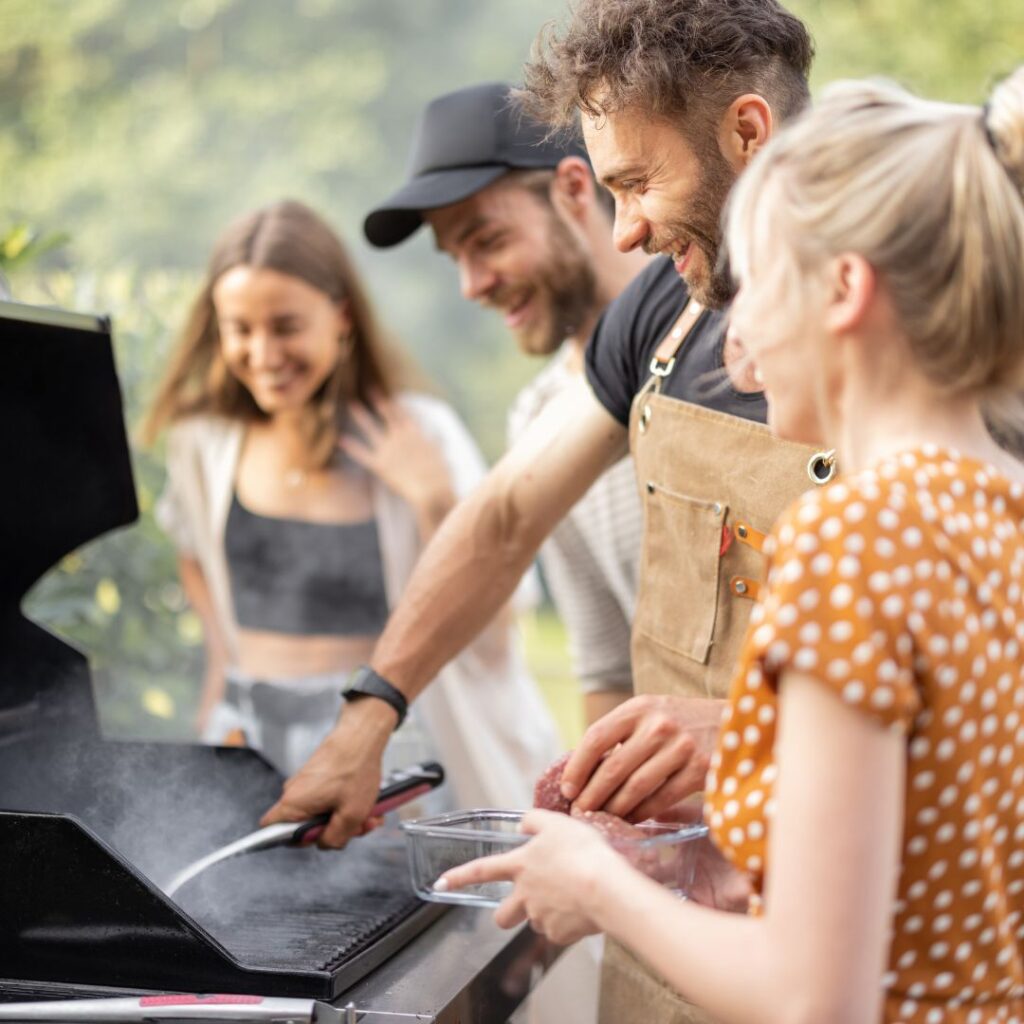 friends grilling outside