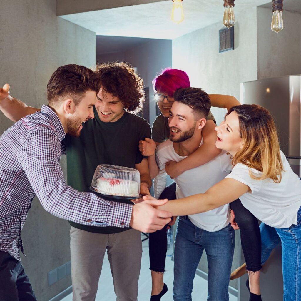 friends celebrating indoors