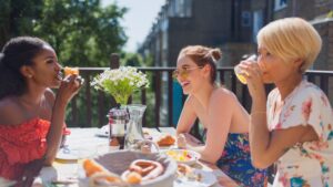 apartment friends on balcony