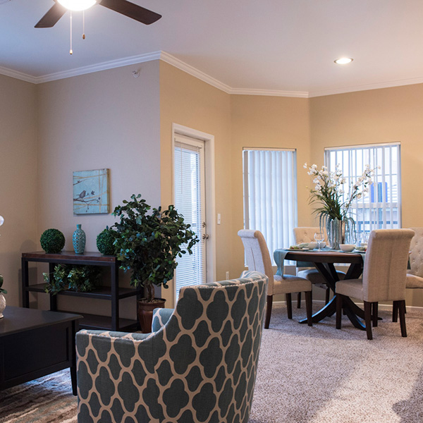 Stonegate apartment living and dining rooms