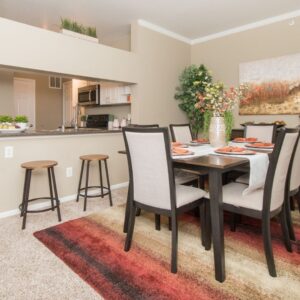 dining area and kitchen in apartment