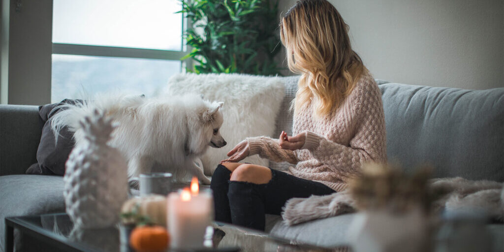 Young woman in a cozy apartment